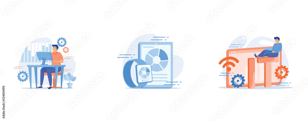 Technical support, Modern phone and watch with touchscreen, Appliances control automation, futuristic online technology, digital innovation, set flat vector modern illustration