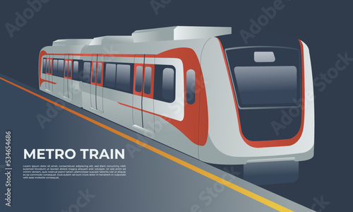 Train in metro station, Light rail or light rail transit (LRT) vector illustration