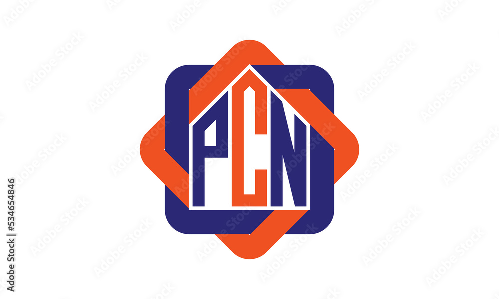 PCN three letter real estate logo with home icon logo design vector template | construction logo | housing logo | engineering logo | initial letter logo | minimalist logo | property logo | - obrazy, fototapety, plakaty 
