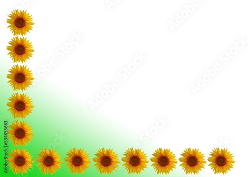 colorful frame made of sunflowers in flat design .