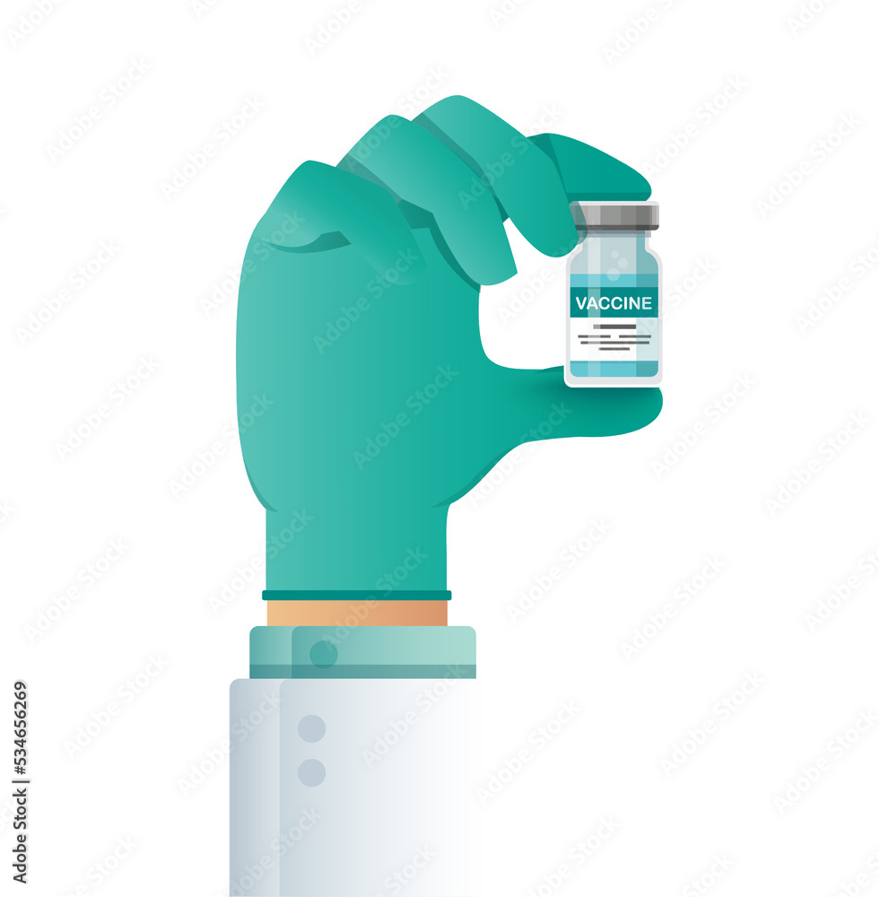 hand holding vaccine vial. Vaccination concept hand holding vaccine vial. Vaccination concept