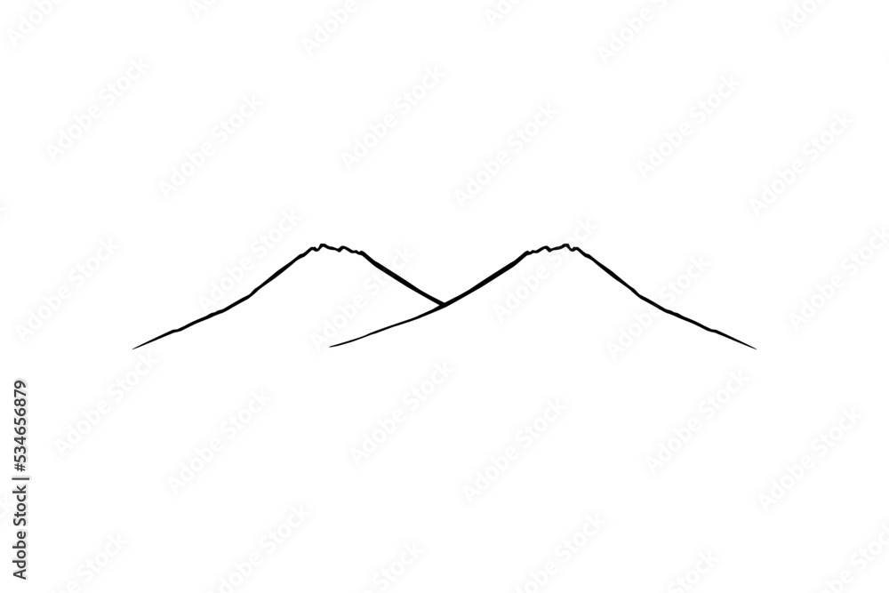 Simple Line Art of the Mountain Silhouette for Logo, Pictogram, Art Illustration, Apps, Website or Graphic Design Element. Vector Illustration Simple Line Art of the Mountain Silhouette for Logo, Pictogram, Art Illustration, Apps, Website or Graphic Design Element. Vector Illustration