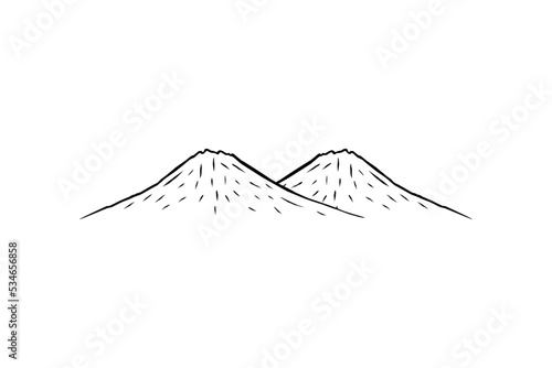 Simple Line Art of the Mountain Silhouette for Logo, Pictogram, Art Illustration, Apps, Website or Graphic Design Element. Vector Illustration