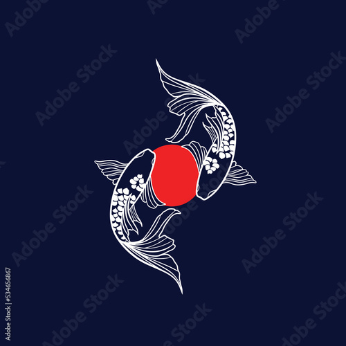 Fish koi logo and symbol vector image	
