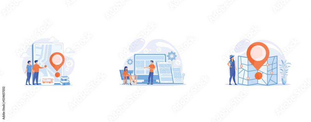 Exhausted, frustrated worker, burnout, Adaptive mobile app interface, web optimization, Journey route planning, set flat vector modern illustration Exhausted, frustrated worker, burnout, Adaptive mobile app interface, web optimization, Journey route planning, set flat vector modern illustration