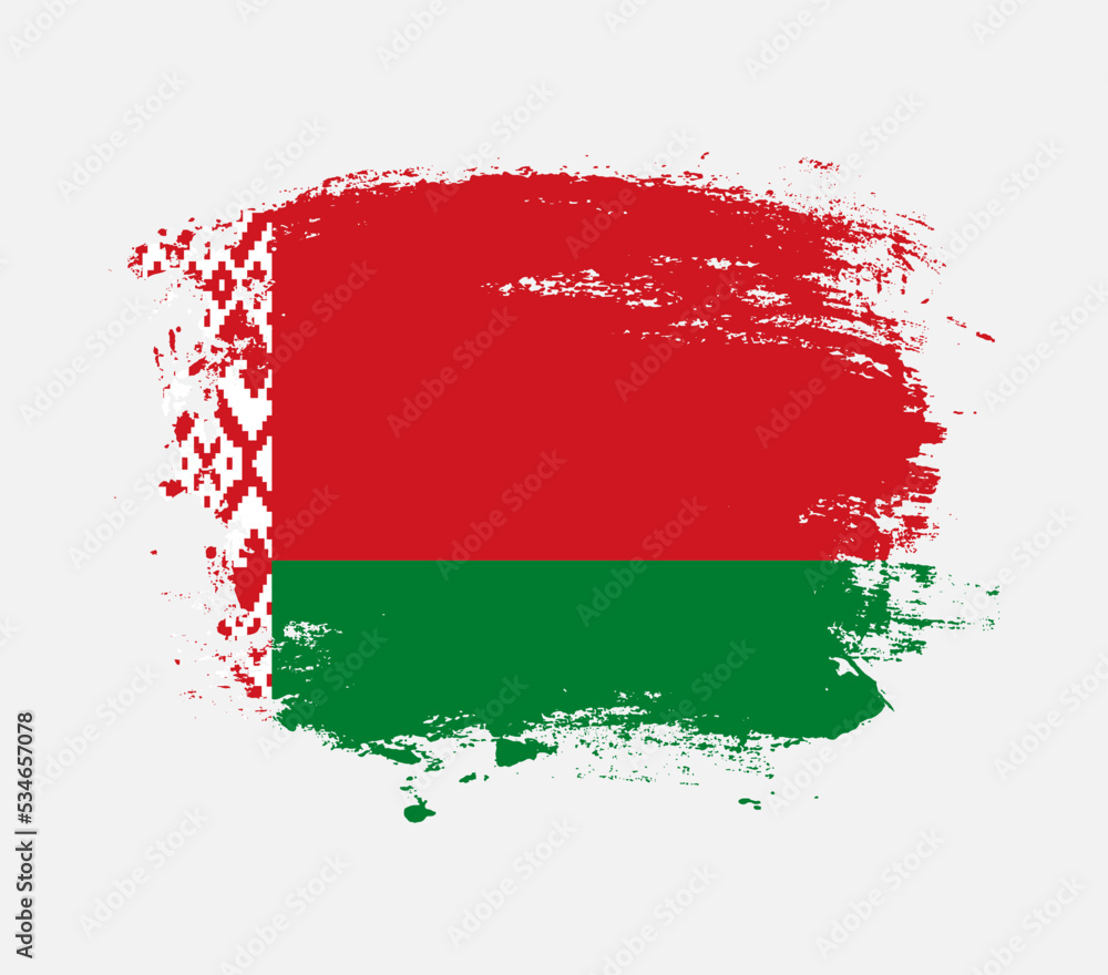 Elegant grungy brush flag with Belarus national flag vector Elegant grungy brush flag with Belarus national flag vector