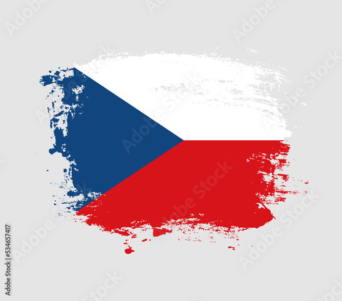 Elegant grungy brush flag with Czechia national flag vector