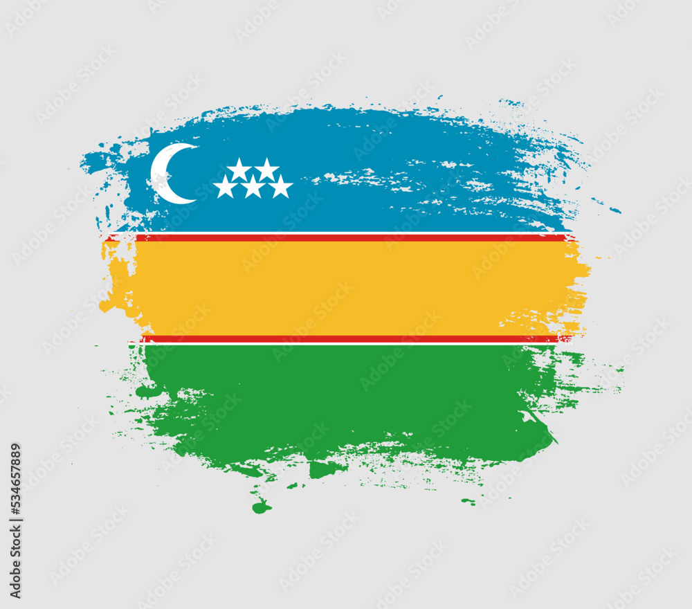 Fototapeta premium Elegant grungy brush flag with Karakalpakstan national flag vector
