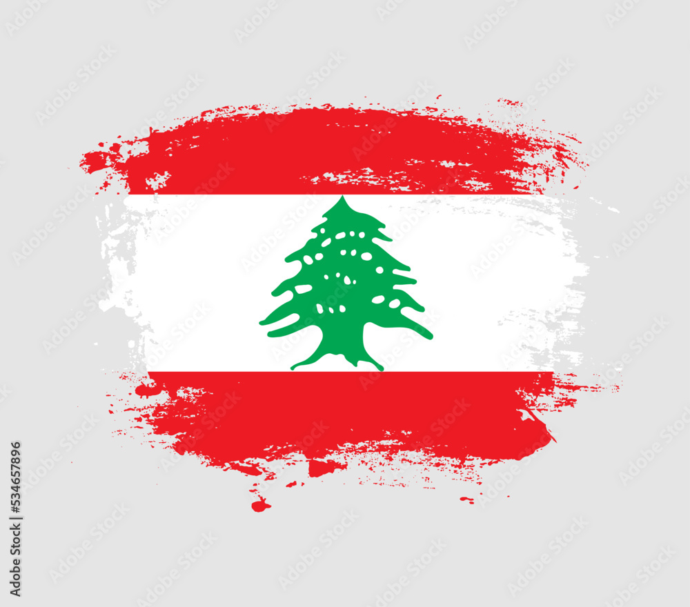 Elegant grungy brush flag with Lebanon national flag vector