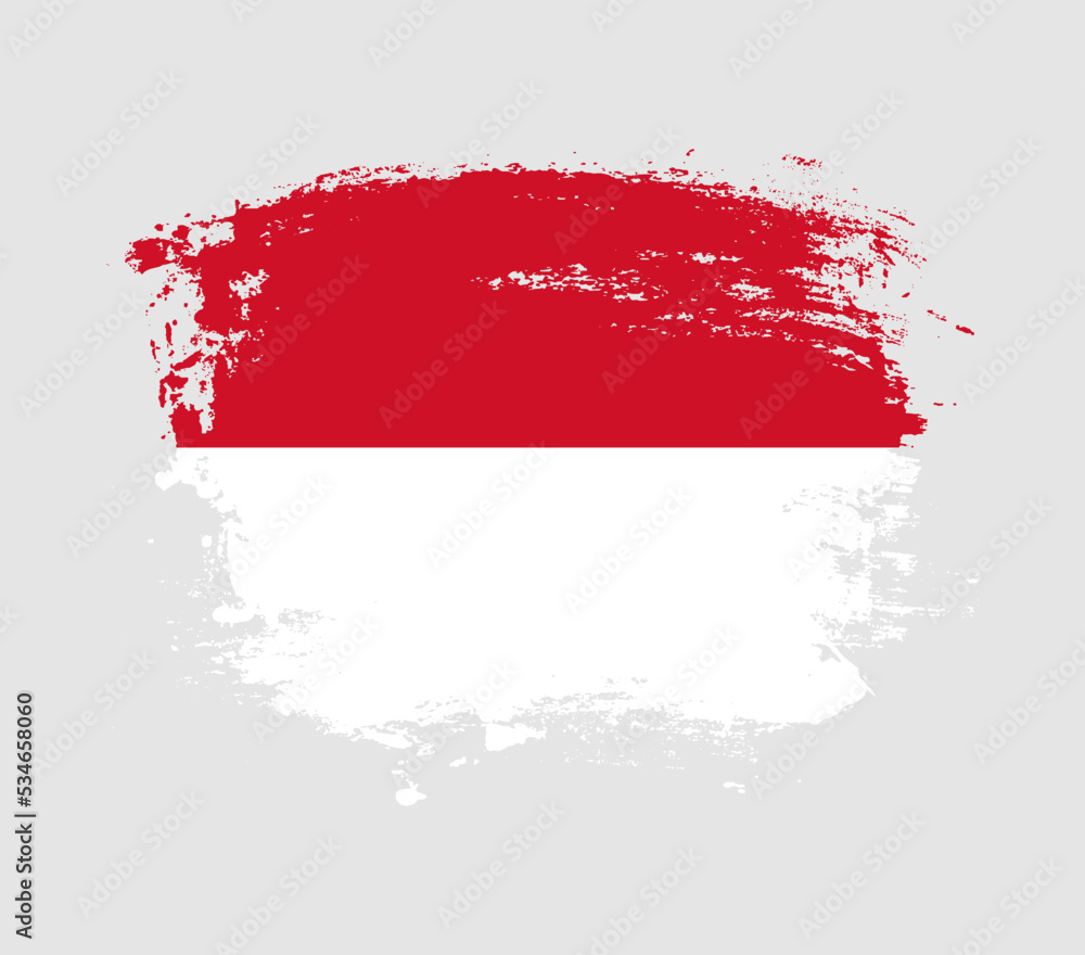 Elegant grungy brush flag with Monaco national flag vector Elegant grungy brush flag with Monaco national flag vector