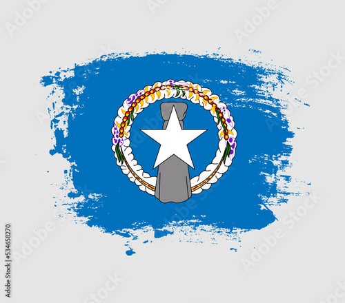 Elegant grungy brush flag with Northern Mariana Islands national flag vector