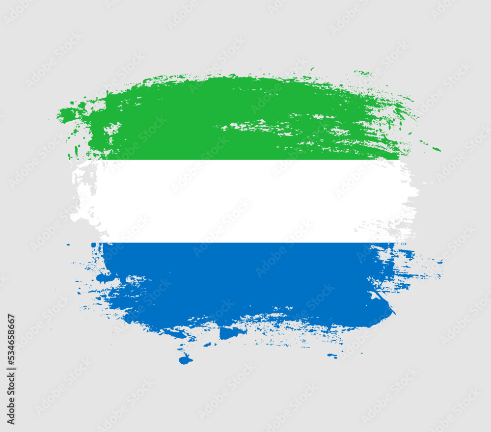 Elegant grungy brush flag with Sierra Leone national flag vector