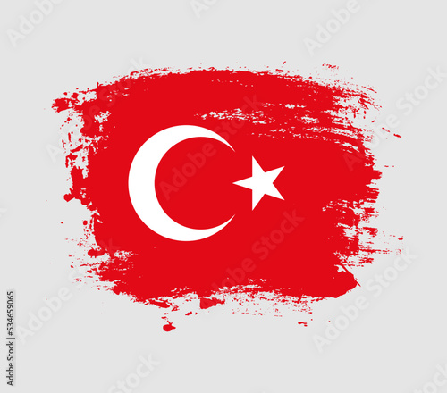 Elegant grungy brush flag with Turkey national flag vector