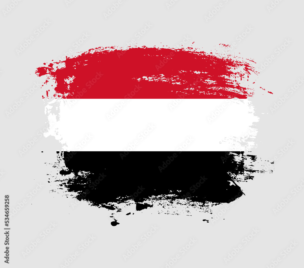 Elegant grungy brush flag with Yemen national flag vector