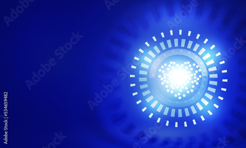 Futuristic Sci-fi Circular With Lighting Heart Against Blue Background And Copy Space.