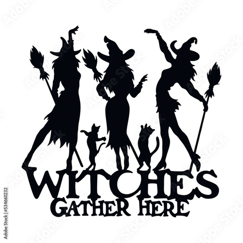 Coven of witches, party - Funny Halloween - Halloween Decor. Halloween Party