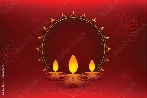 happy diwali template with text or image space in red background