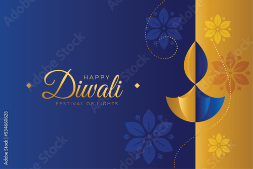 indian diwali festival greeting card with artistic lamp design