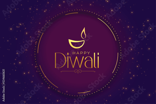 purple shubh deepavali banner with sparkles design