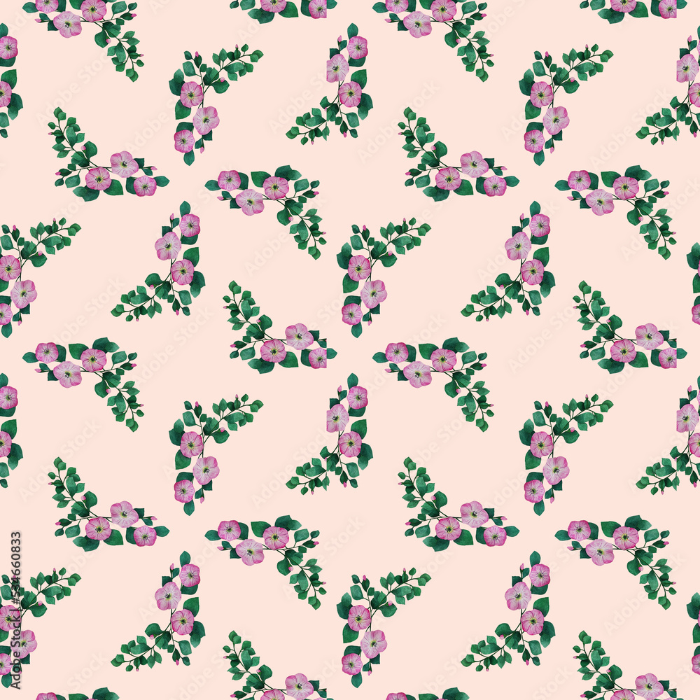 pattern with watercolor wild flowes pattern with watercolor wild flowes