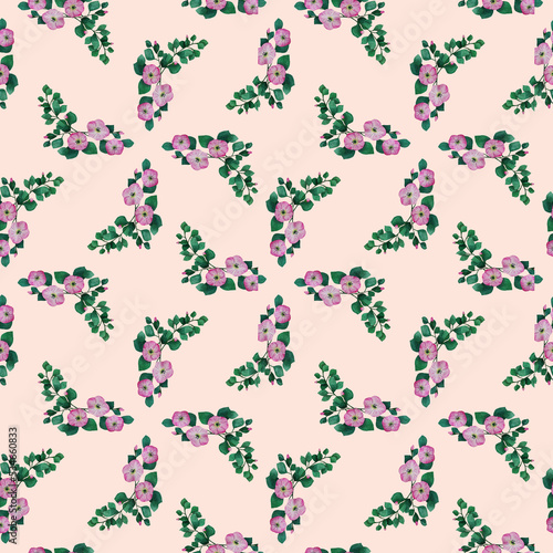 pattern with watercolor wild flowes