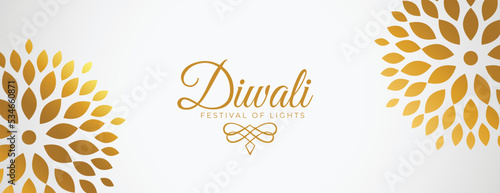 elegant happy diwali festival banner in floral concept