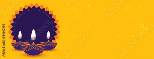 traditional shubh diwali greeting banner with image or text space