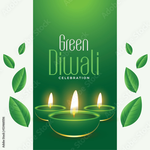 glowing diya and leaves design for eco friendly diwali celebration