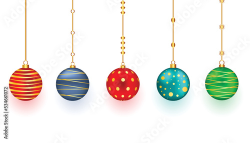 set of five 3D christmas bauble element for decoration