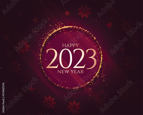 elegant 2023 new year background with golden sparkle frame