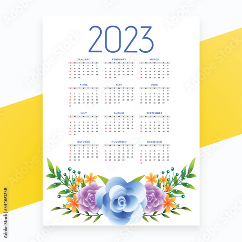 2023 new year decorative calendar layout