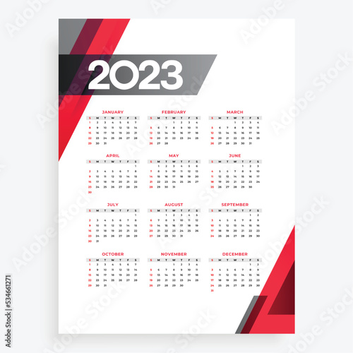 2023 new year calendar for office desk vector