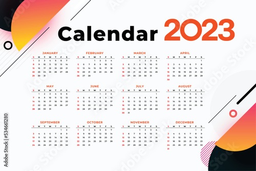 2023 new year calendar template in modern style