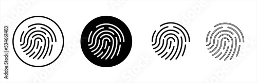 Fingerprint icon set. Fingerprint identification icon for apps and websites. Vector illustration	
