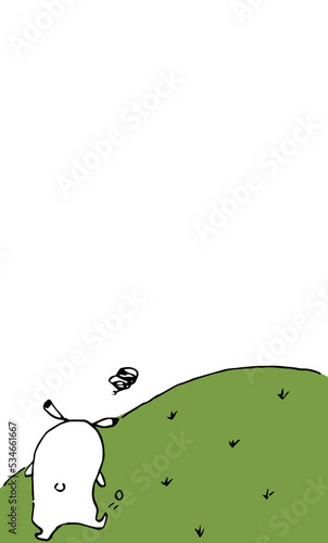 悩みうさぎの後ろ姿