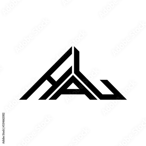 HAL letter logo creative design with vector graphic, HAL simple and modern logo in triangle shape.