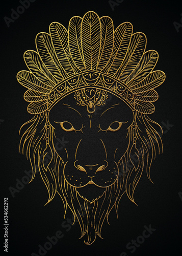The king lion face golden wallpaper 