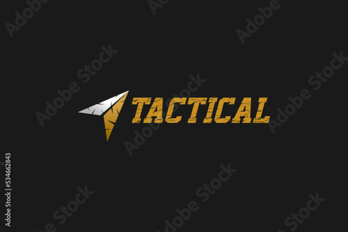 Rustic arrow logo design bow hunter modern grunge icon pointer metal silver and gold