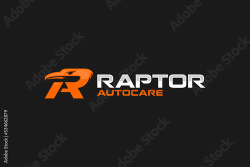 Raptor head eagle logo design falcon icon symbol A and R letter initial