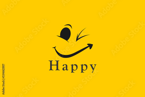 Smile emoticon logo design happy cute wink eye