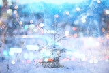 Abstract winter background bokeh lights christmas