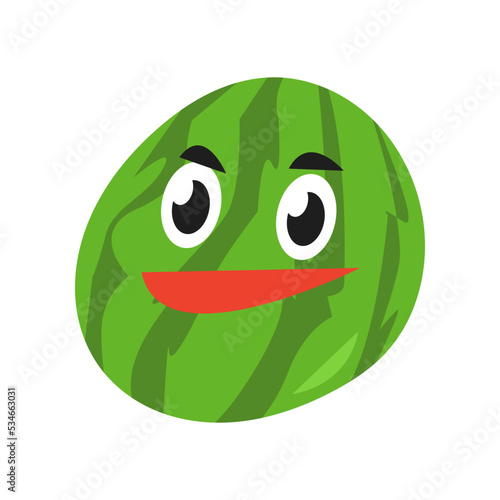 cute watermelon character. isolated on a white background. suitable for mascot, children's book, icon, t-shirt design etc. fruit, food, vegetarian, health concept. flat vector design illustration