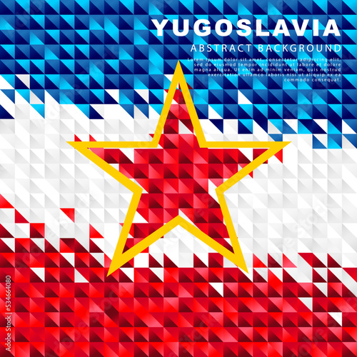 Flag of Yugoslavia. Abstract background of small triangles in the form of colorful blue, white and red stripes of the Yugoslav flag.