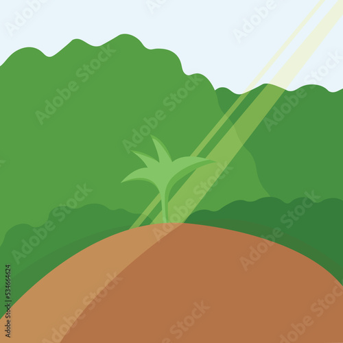 Sprout growing in the fieldillustration. photo