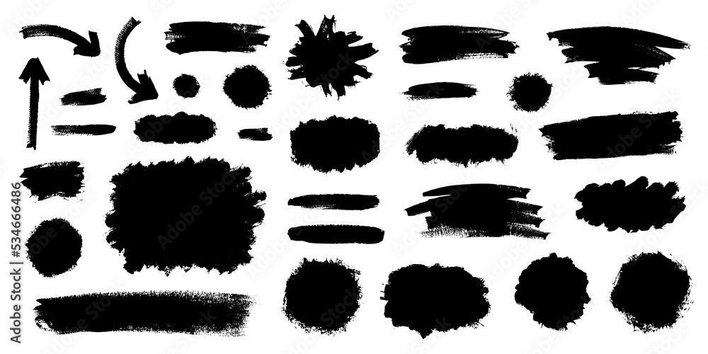 Grunge brush strokes set isolated on white background. Place for text or logo. Border artistic shape, paintbrush elements. Texture overlays. Grunge brush strokes set isolated on white background. Place for text or logo. Border artistic shape, paintbrush elements. Texture overlays.