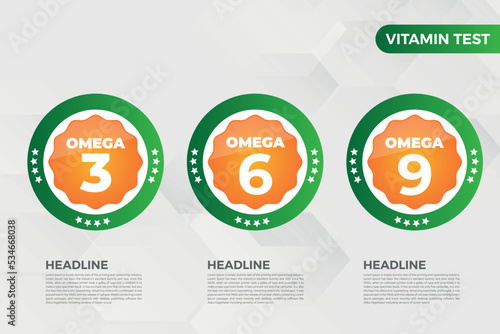 Omega3, Omega6, Omega9 Vitamin icon Vector illustration oil fish omega

