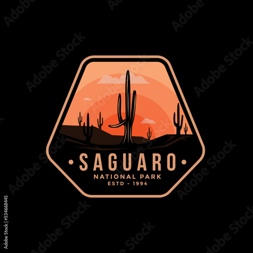 Saguaro National Park Illustration emblem logo.