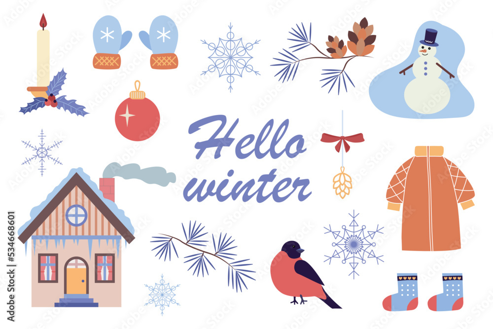 Winter illustration set