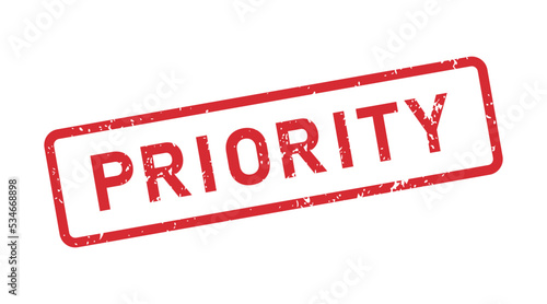 Grunge Priority word rubber stamp. Priority red sign sticker set. Grunge vintage square label. Vector illustration isolated on white background.