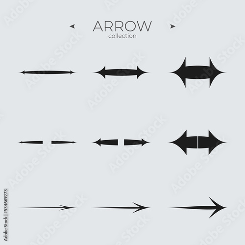 Simple set of arrow icons. Smooth arrow symbol collection. Modern vector symbols. Simple Minimal Pictogram. Editable vector stroke